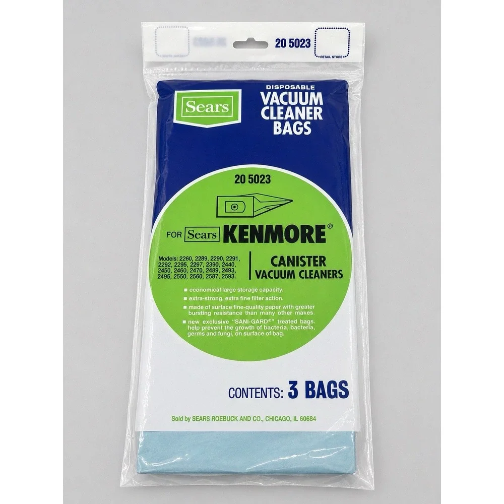 Vintage Sears Kenmore 20-5023 Canister Vacuum Cleaner Bags 3 Pack NOS